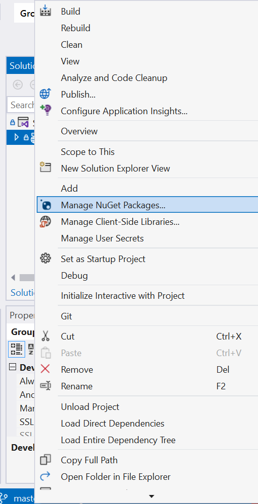 Manage NuGet packages in Visual Studio