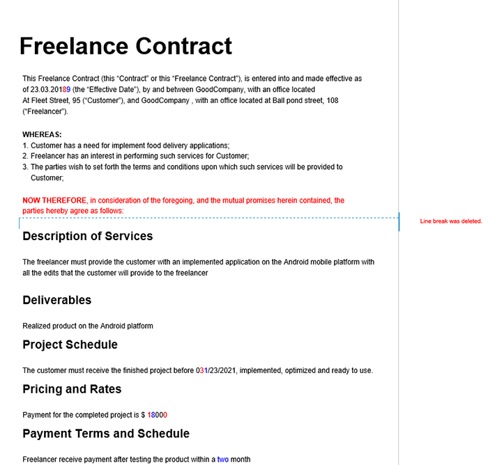 Comparing two contracts