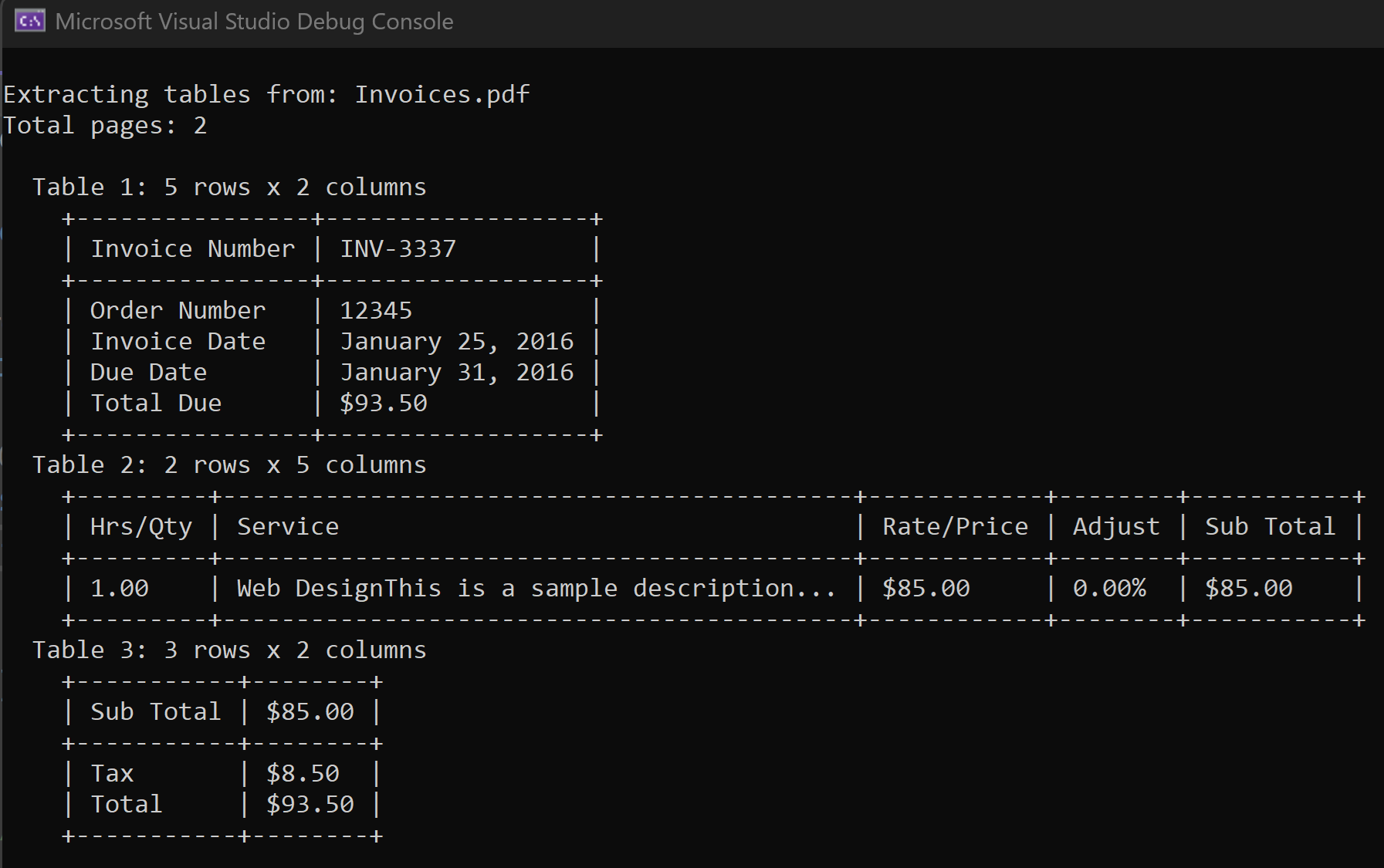 Console Output