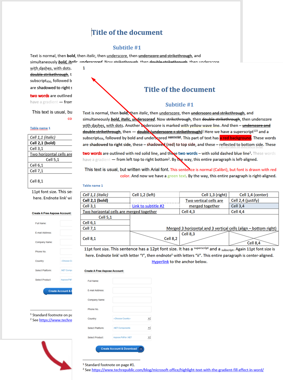 Add page numbers during DOCX to HTML rendering