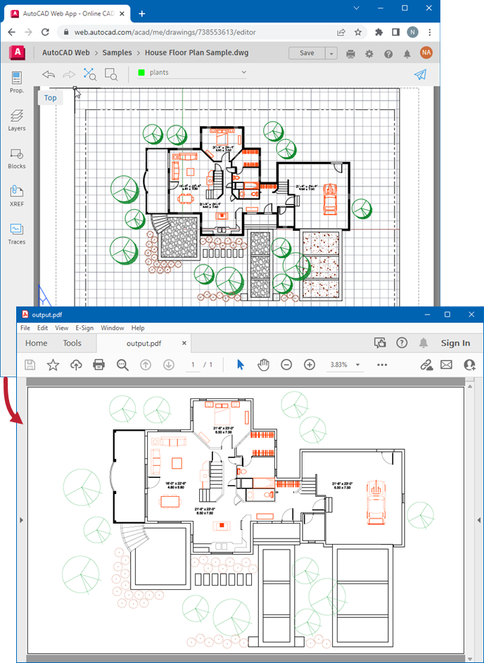 Render a CAD file to PDF