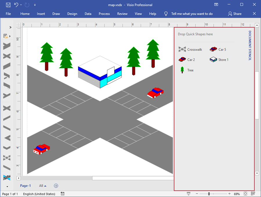 Document Stencil pane in Visio