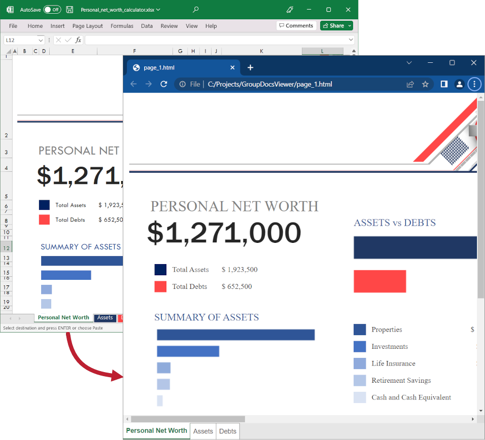 Convert all Excel worksheets to one HTML file