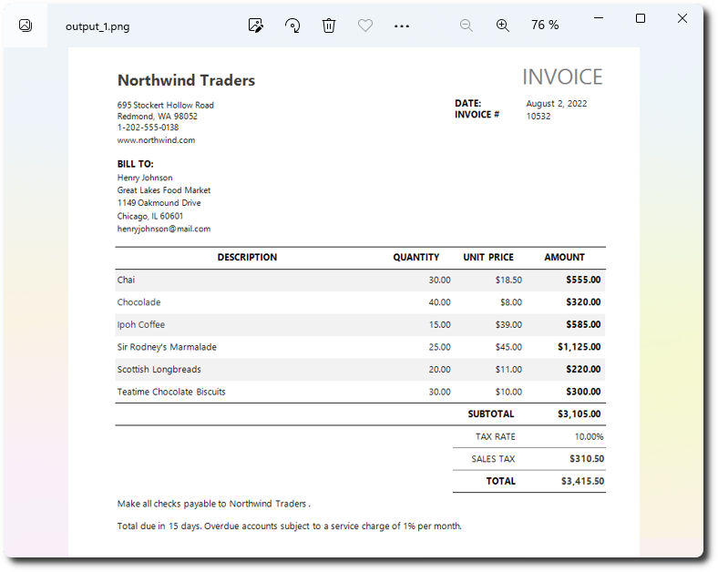 Render an Excel file to PNG