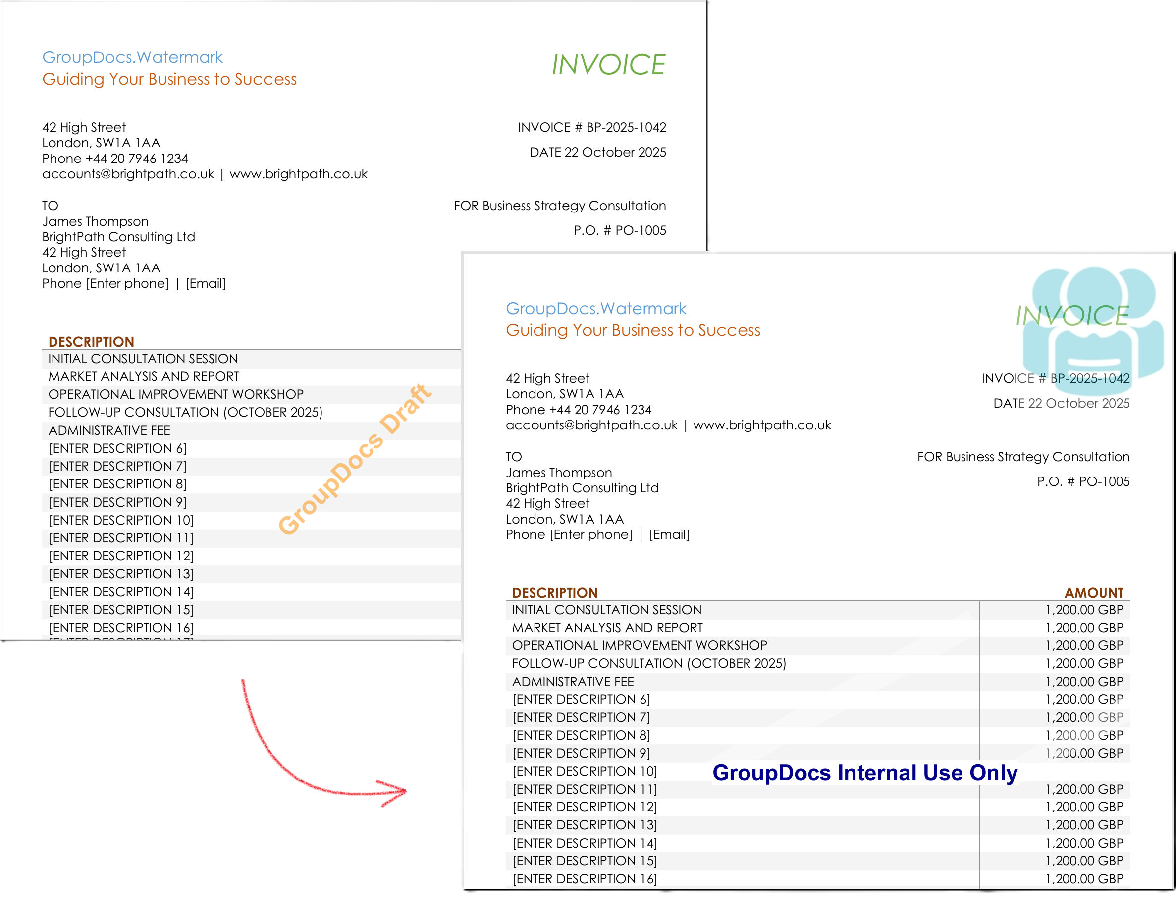 Text replacement result